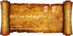 Róna Balabán névjegykártya